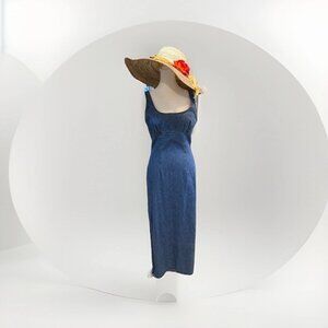 La Belle vintage denim sleeveless silhouette tailored maxi dress. Size 7